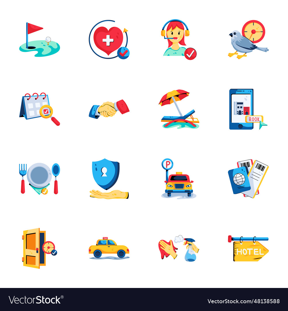 Bundle of hospitality service flat icons