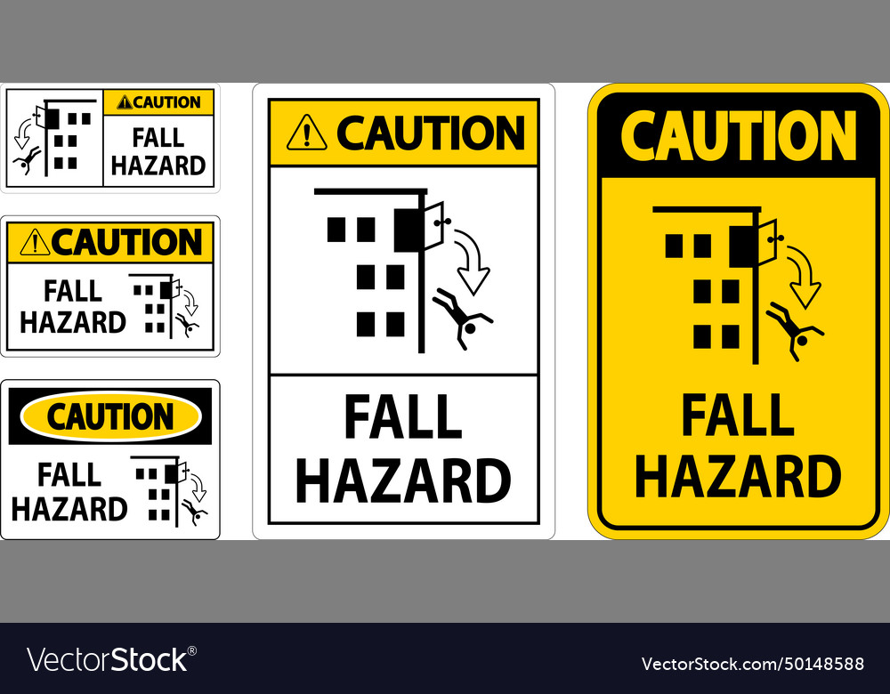 Caution sign fall hazard Royalty Free Vector Image