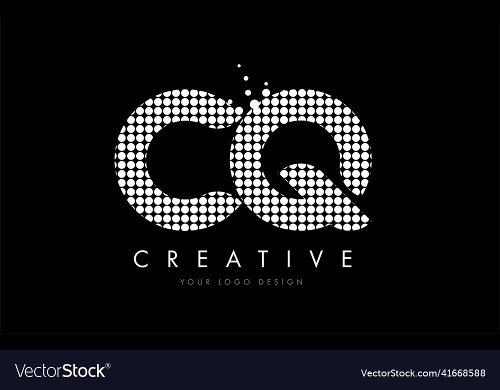 Cq c q letter logo design white magenta dots