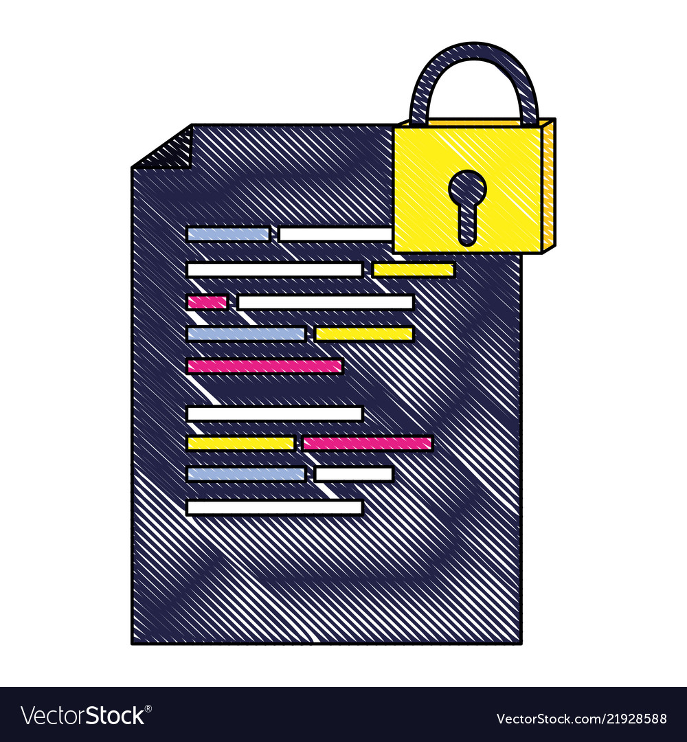 Geschätztes Dokument mit Programmcode und geschlossen vector image Geschätztes Dokument mit Programmcode und geschlossen