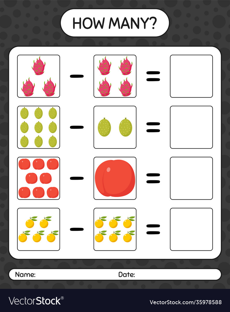 How many counting game with fruit worksheet