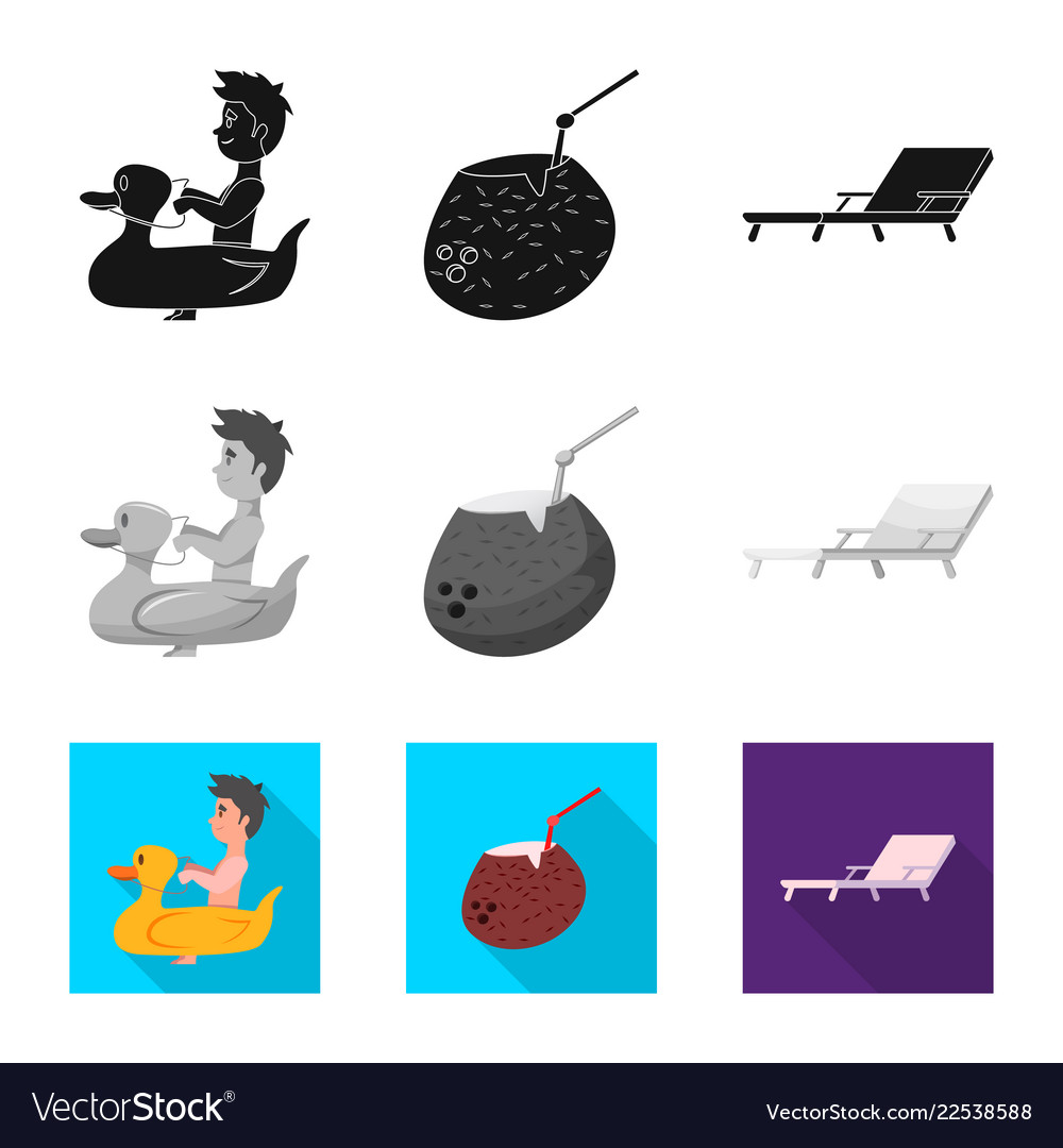 Isolated object of pool and swimming icon set vector image Isolated object of pool and swimming icon set