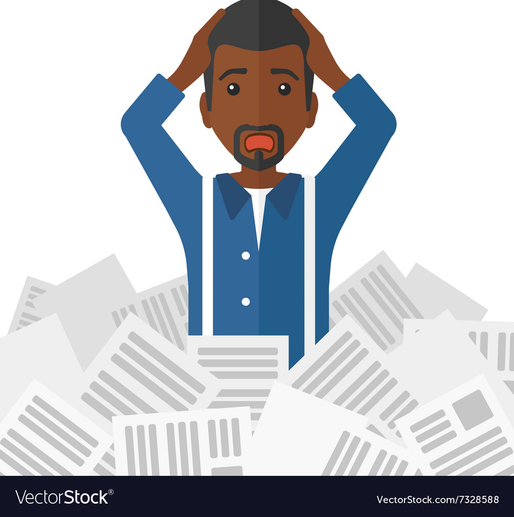 Man in stack of newspapers Royalty Free Vector Image