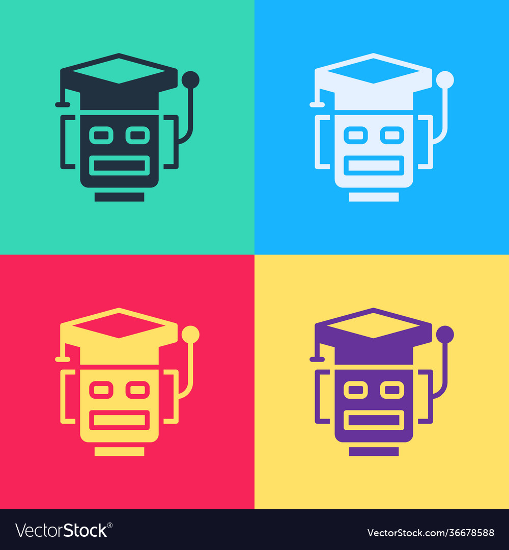 Pop art robot icon isolated on color background vector image Pop art robot icon isolated on color background
