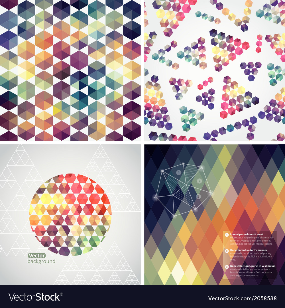 Retro pattern of geometric shapes colorful mosaic