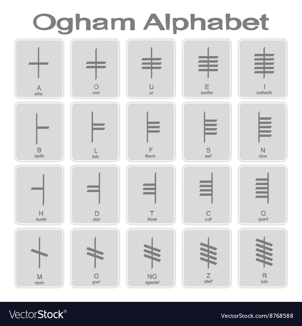 Set of monochrome icons with ogham alphabet Vector Image