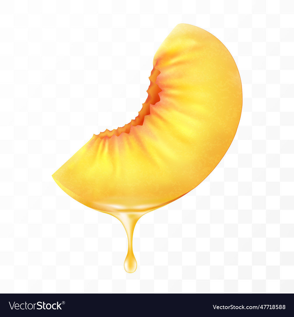 Sliced of peach with juice dripping isolated Vector Image