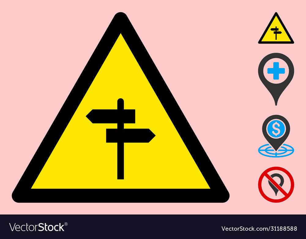 Way pointer warning triangle sign icon vector image Way pointer warning triangle sign icon