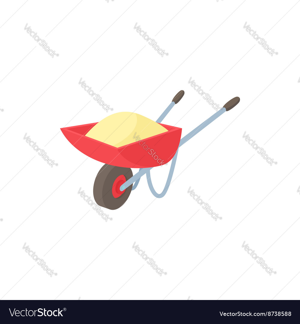 Wheelbarrow icon in cartoon style