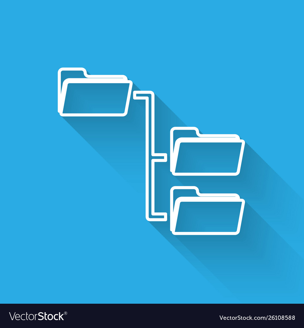 White folder tree line icon isolated with long vector image White folder tree line icon isolated with long