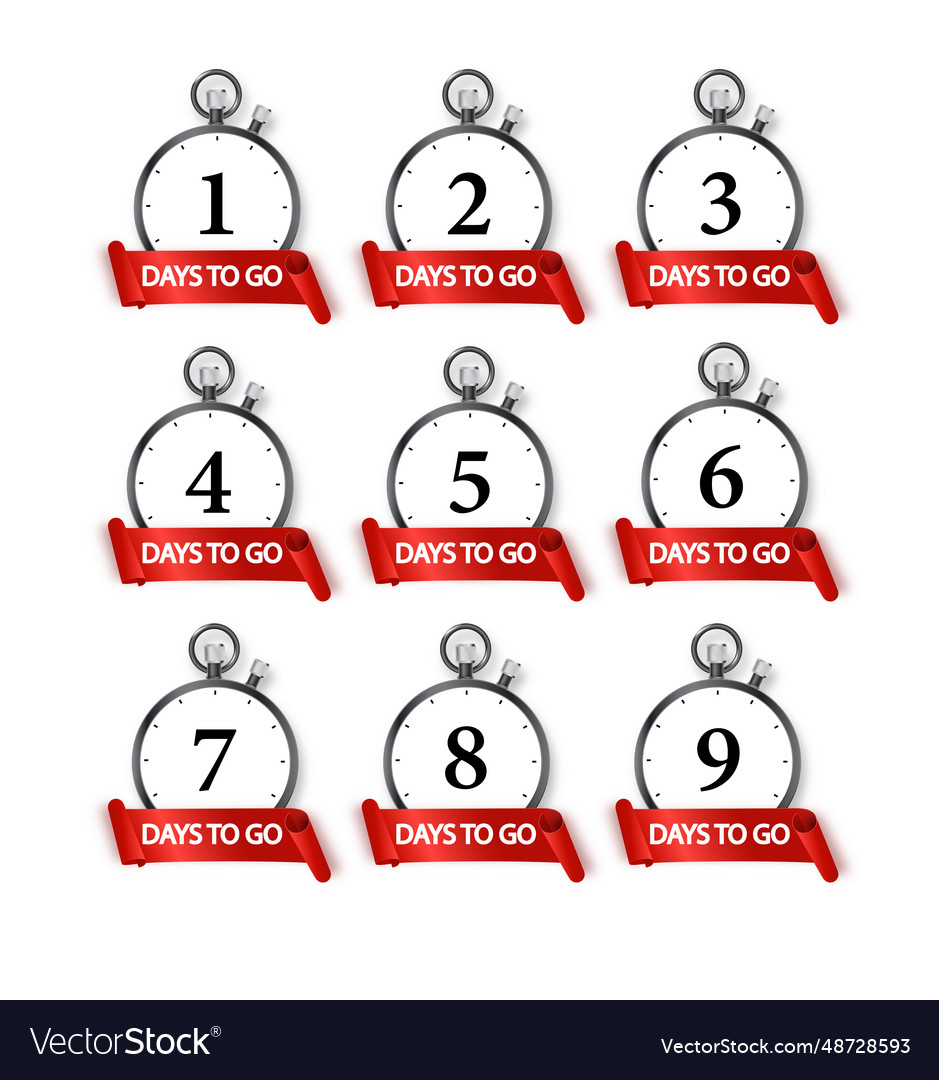1 days to go icon set countdown of remaining