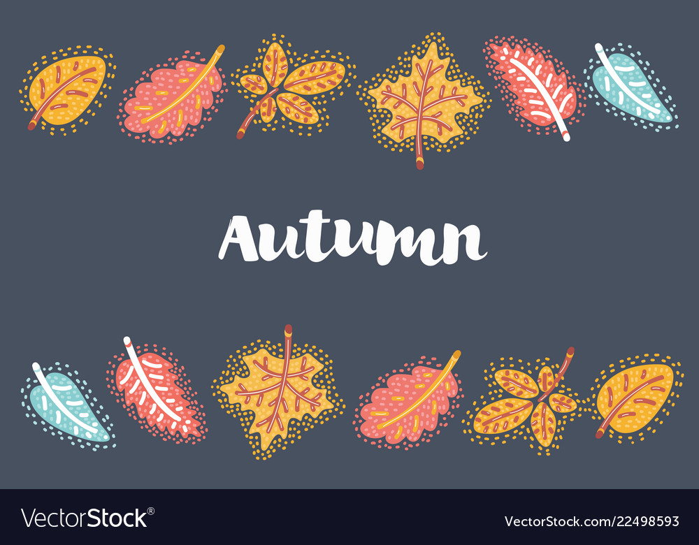 Autumn leaves frame on dark background