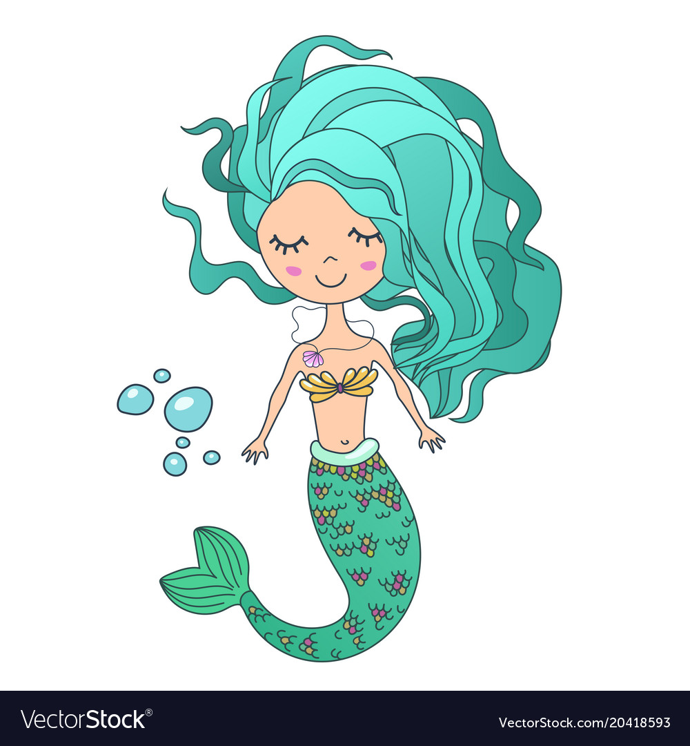 Beautiful cute little siren mermaid hand Vector Image