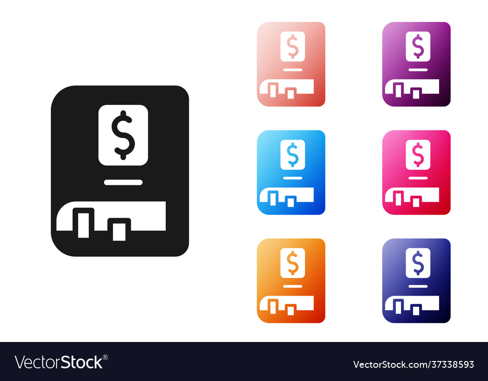 Black financial book icon isolated on white Vector Image Black financial book icon isolated on white