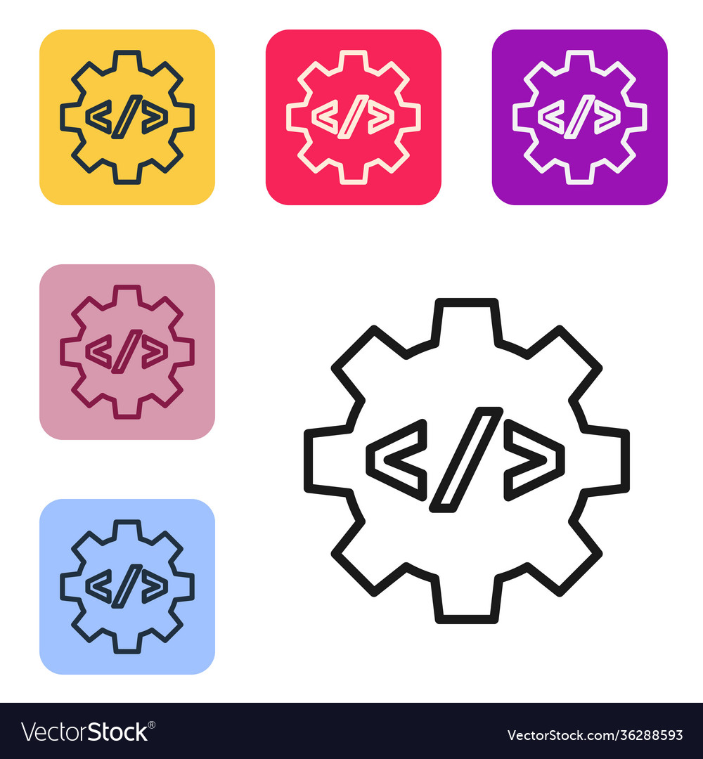 Black line web design and front end development vector image Black line web design and front end development
