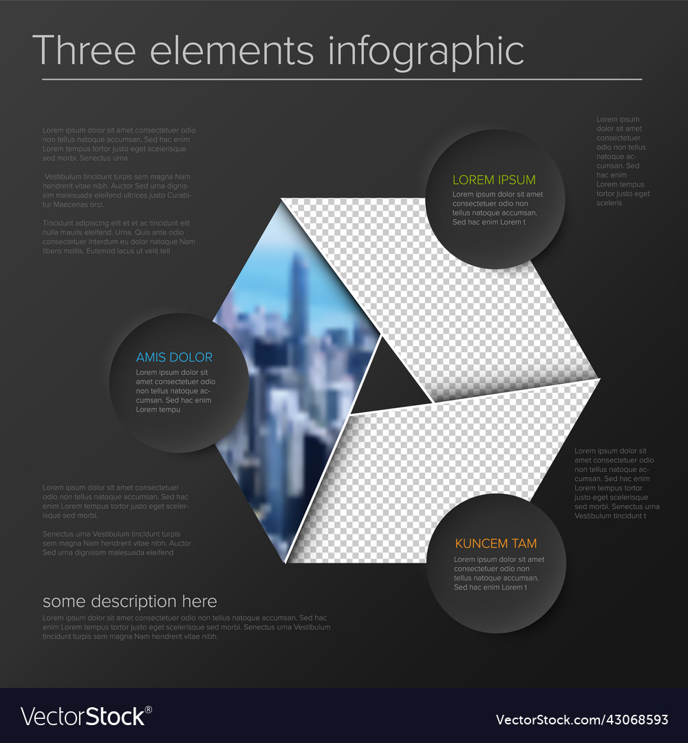 Dark simple infographic template with photo