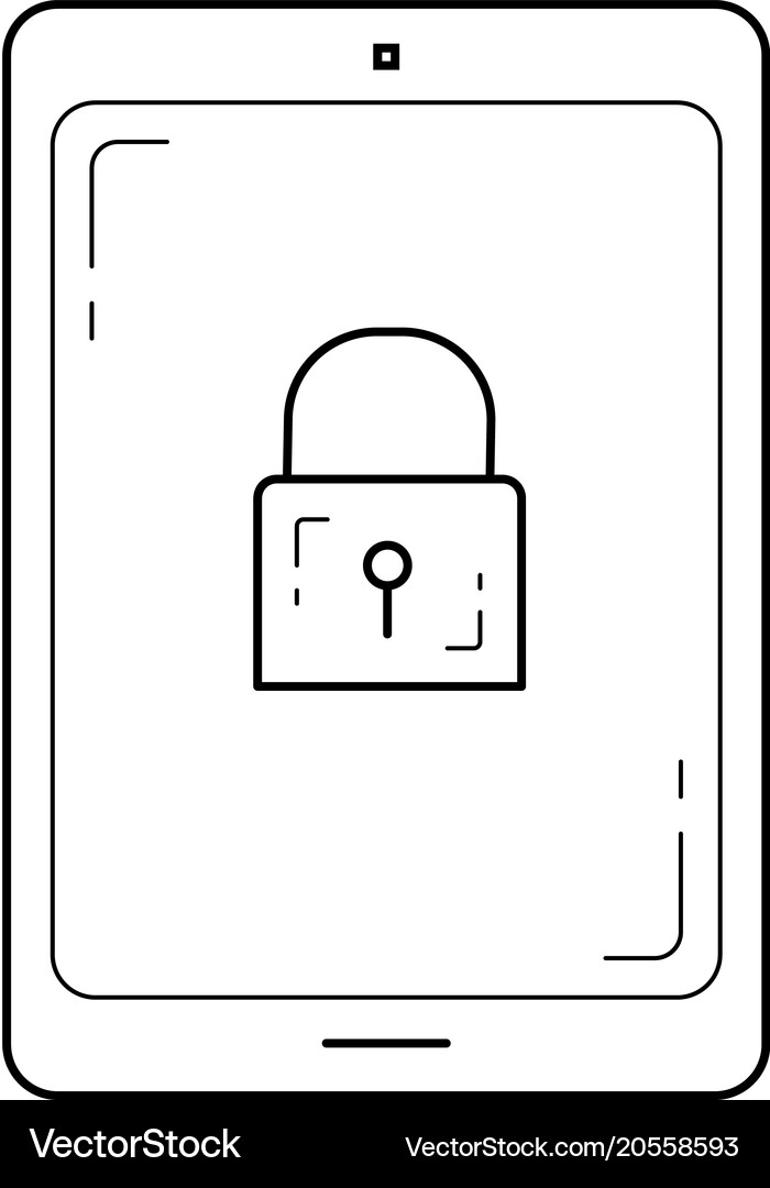 Digital tablet security line icon Royalty Free Vector Image