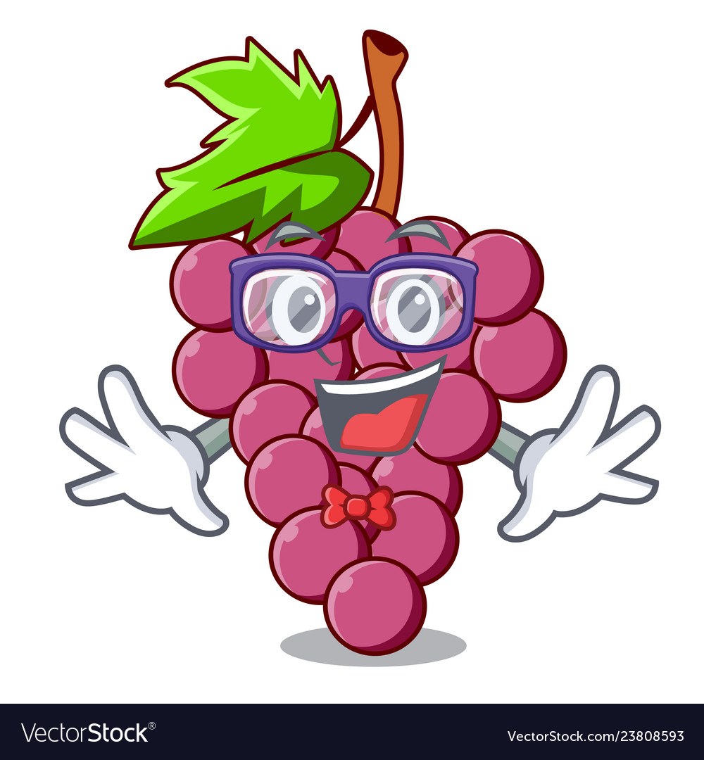 Geek red grapes fruit isolated in character Vector Image Geek red grapes fruit isolated in character