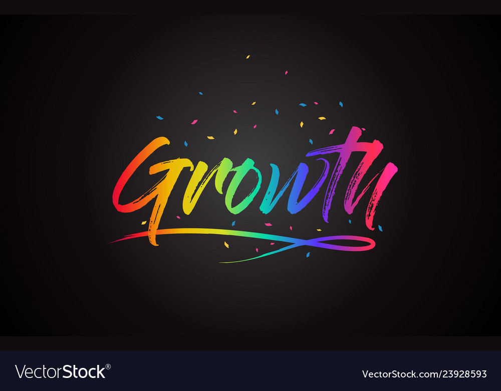 growth-word-text-with-handwritten-rainbow-vibrant-vector-image