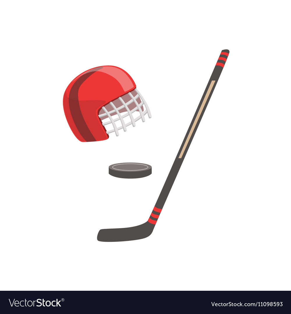 Hockey stick puck and helmet as a national Vector Image