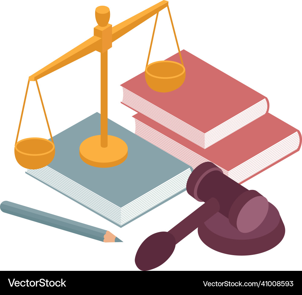 Justice isometric concept Royalty Free Vector Image