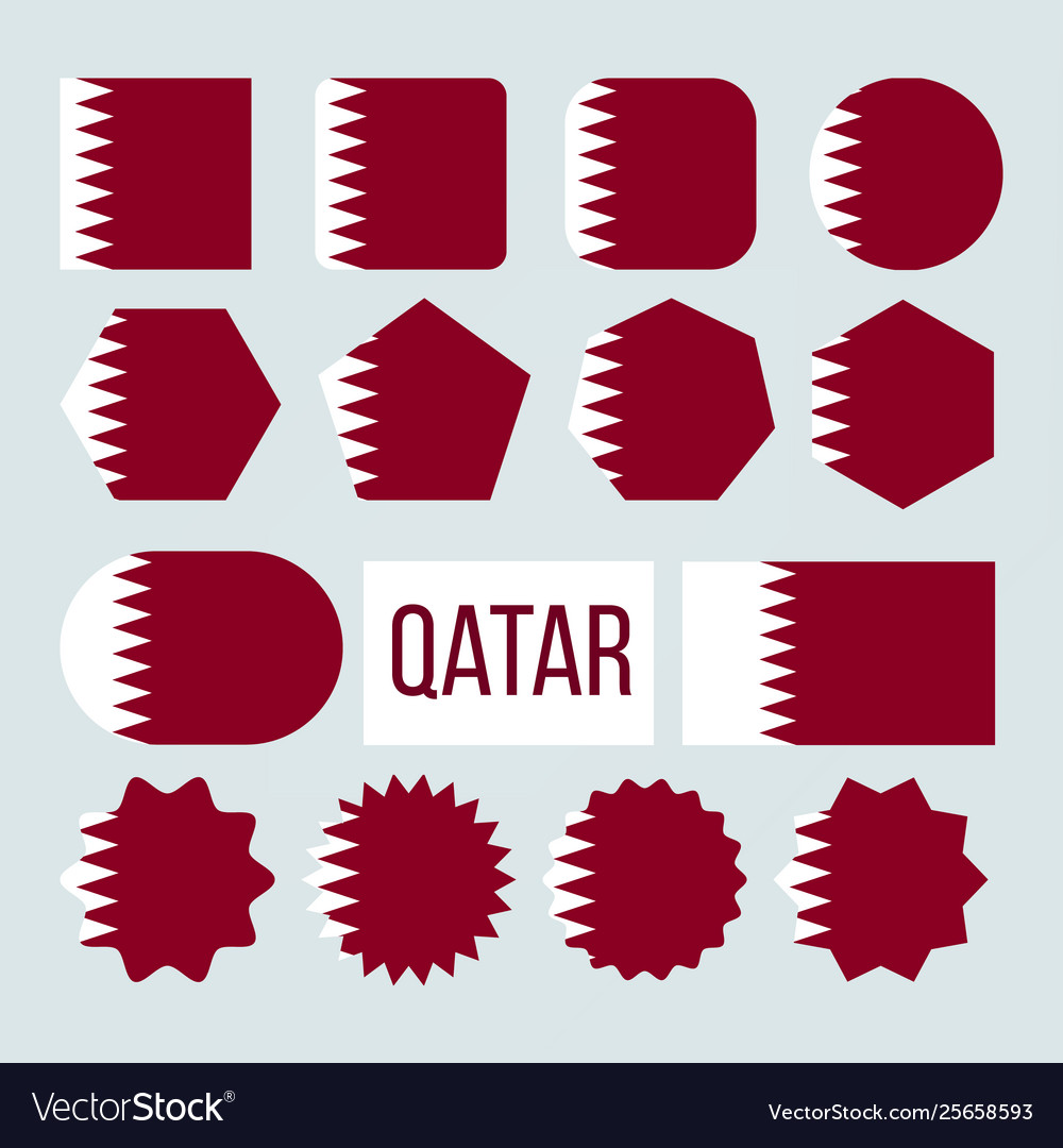 Qatar Flag Collection Figure Icons Set Royalty Free Vector