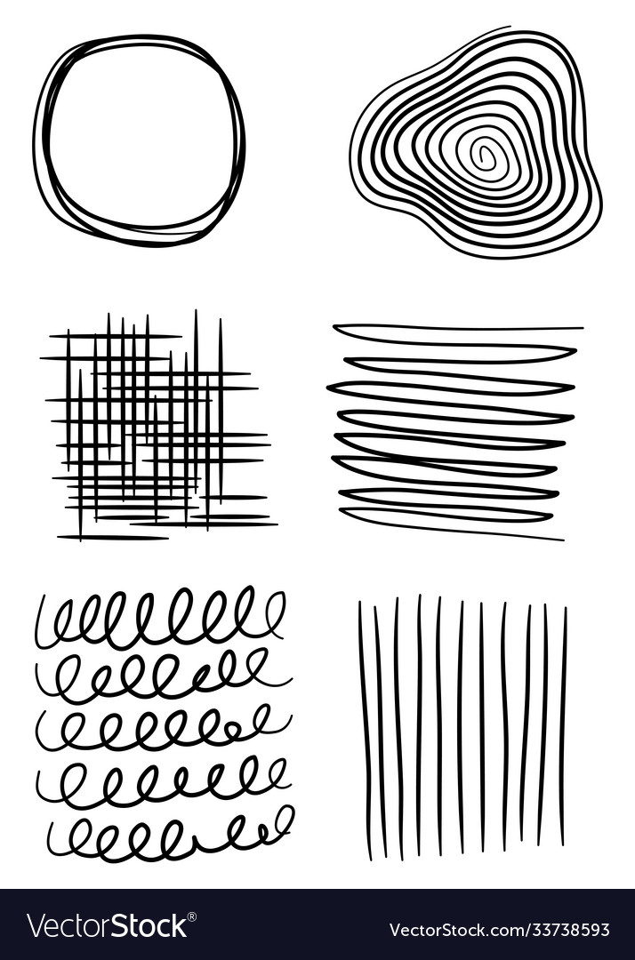 Set hand drawn line art abstract graphic Vector Image