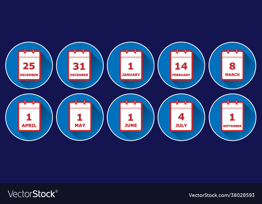 Set icons calendar pages with different Vector Image Set icons calendar pages with different