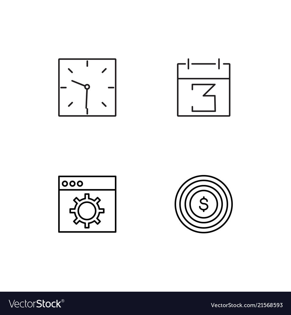 Time linear icons set simple outline