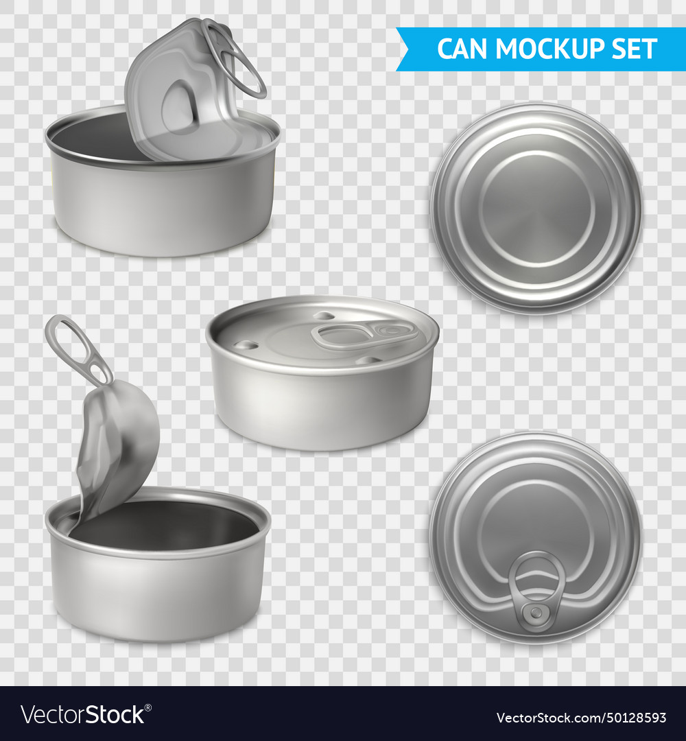 Tin cans transparent set Royalty Free Vector Image