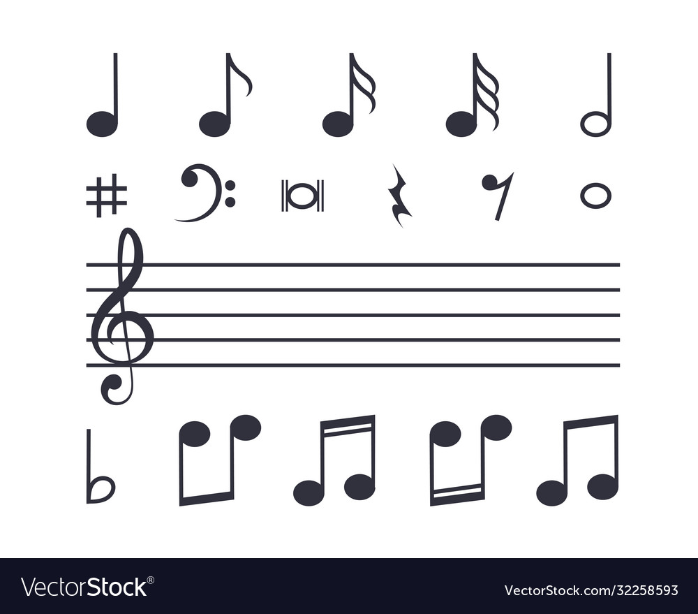 Variety musical notes set