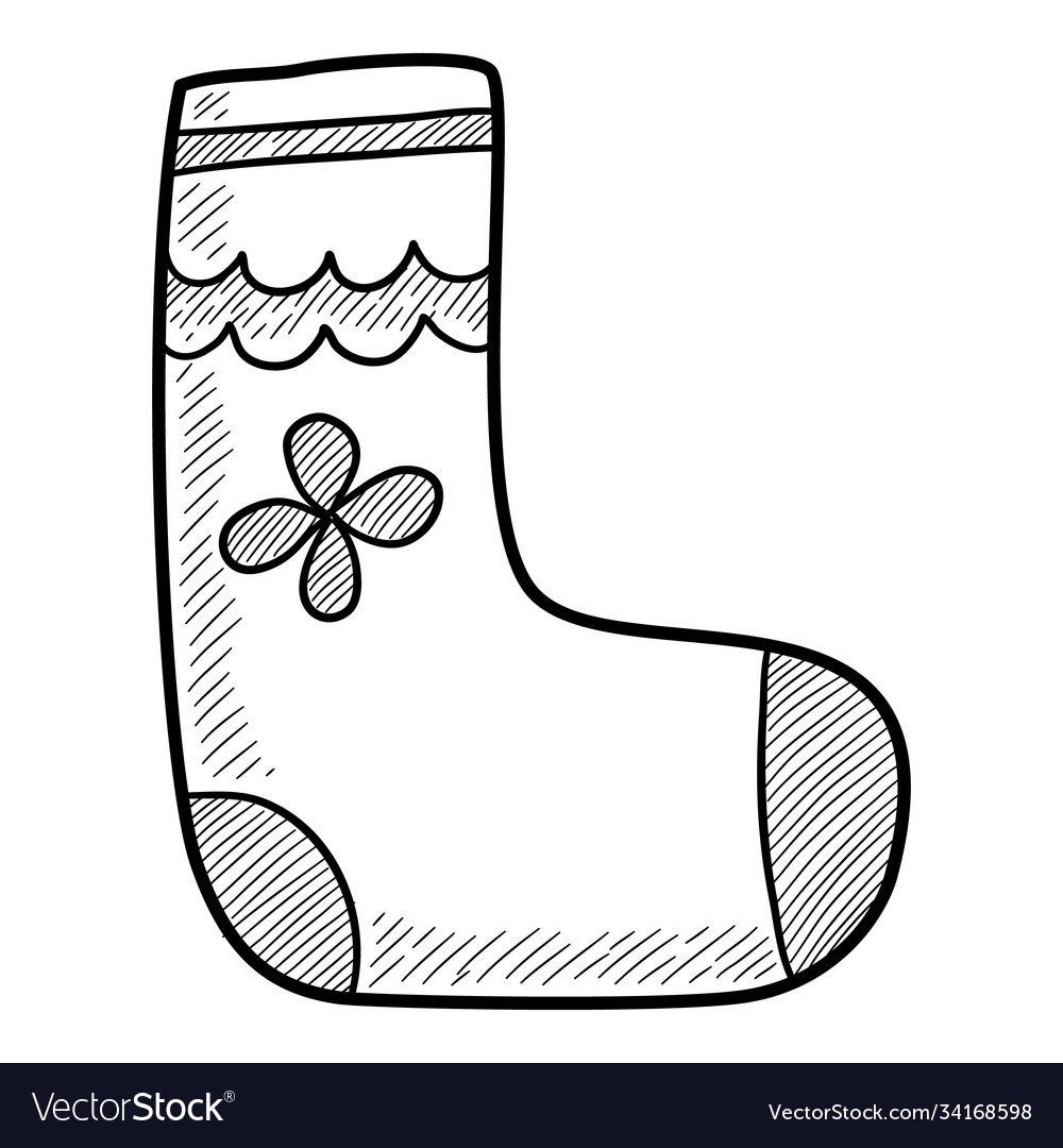 Weihnachtsferien mädchen sock icon hand gezeichnet vector image Weihnachtsferien mädchen sock icon hand gezeichnet