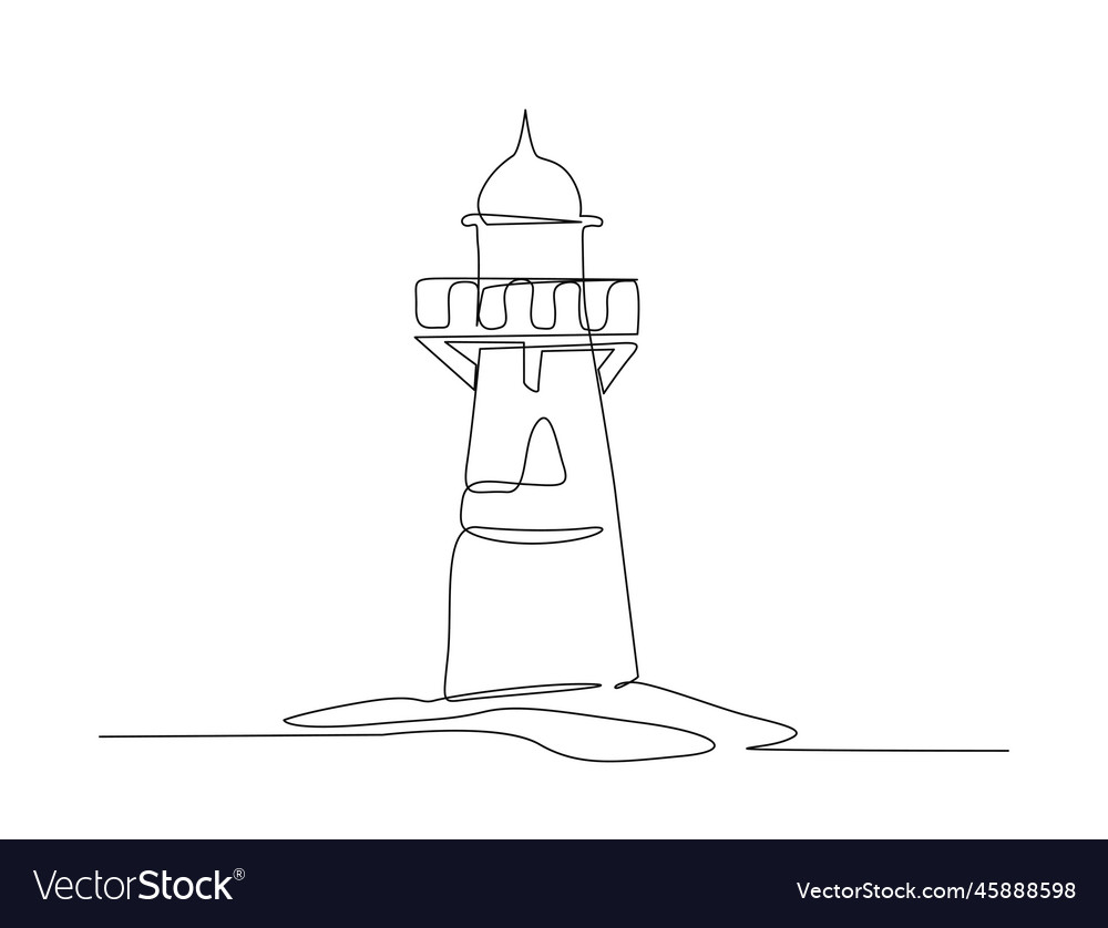 Continuous one line drawing of lighthouse tower
