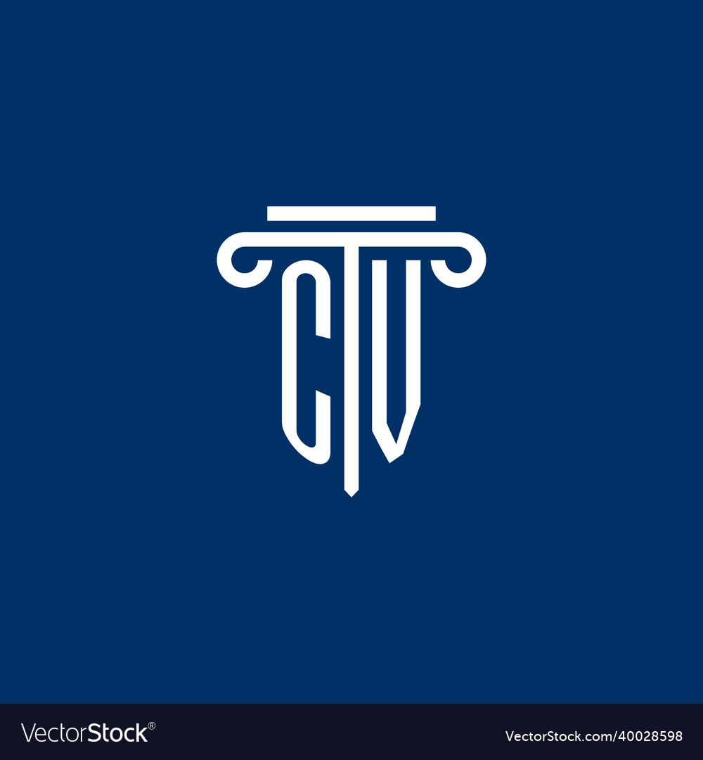 Cv initial logo monogram with simple pillar icon