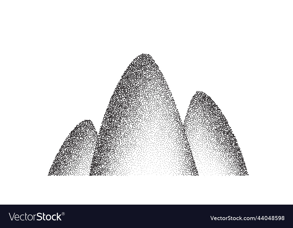 Dotwork mountain pattern background black noise