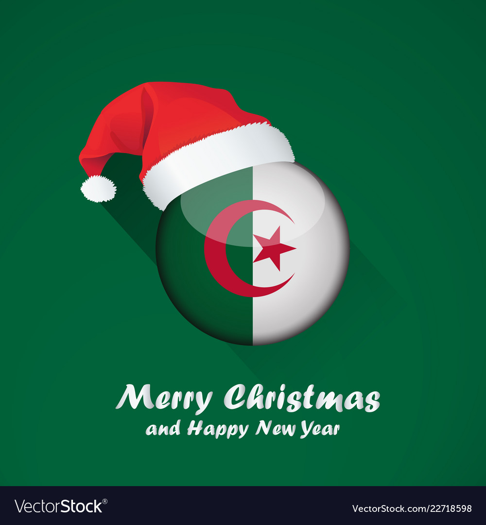 Flagge von algeria merry weihnachten und glücklich neue