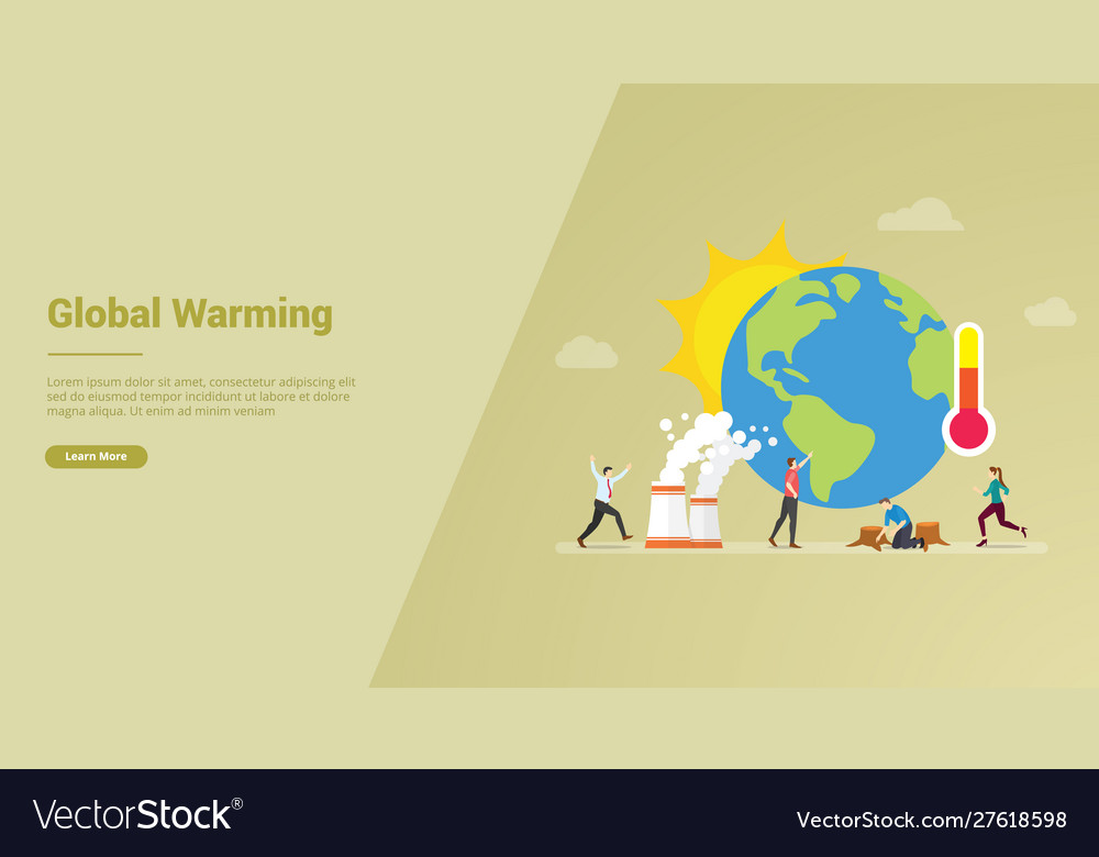 Global warming concept with earth and sun Vector Image