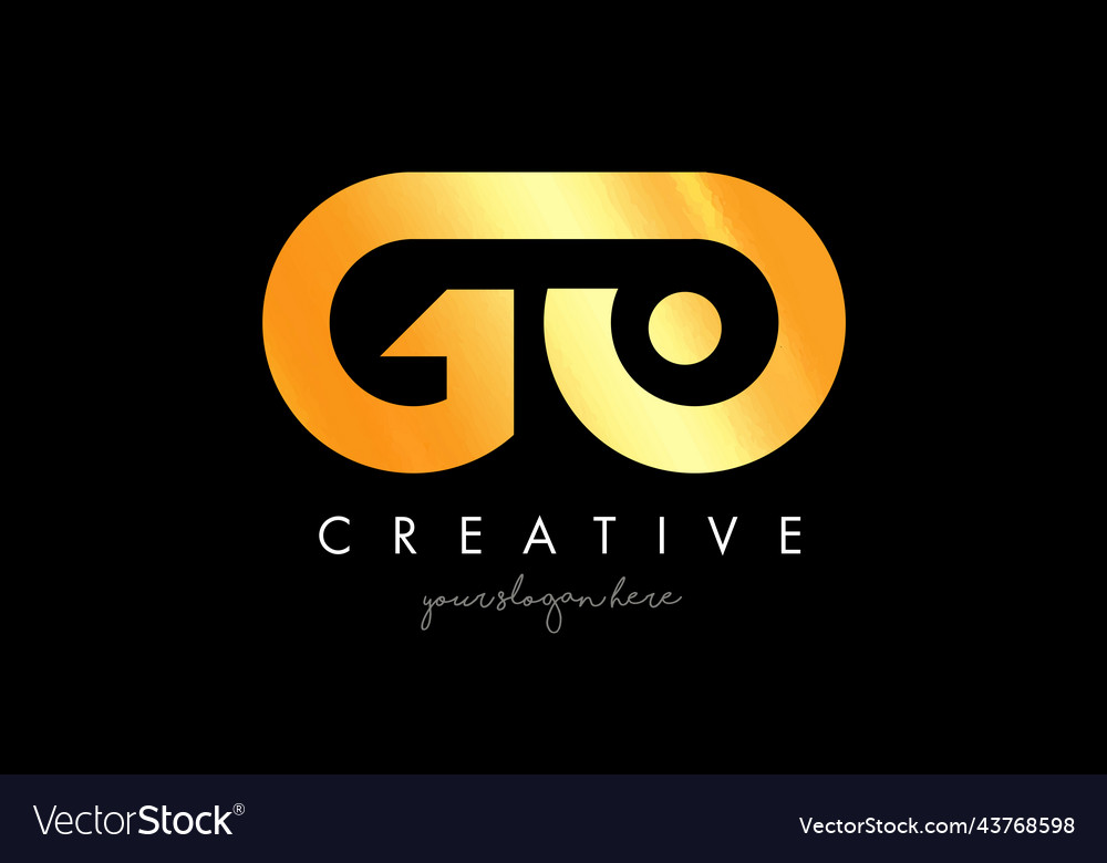 Golden gold go letter logo design with creative Vector Image