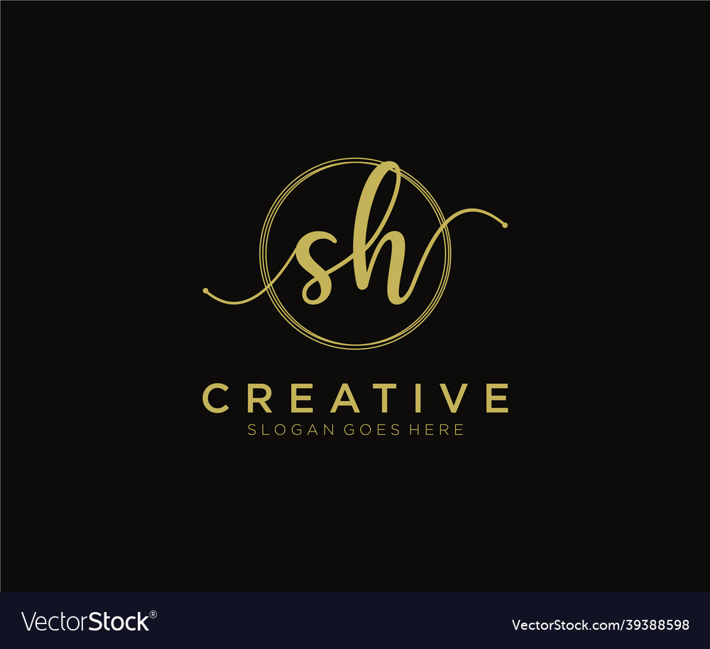 Initial sh feminine logo beauty monogram