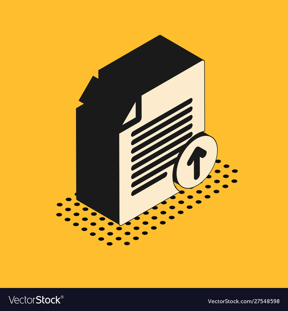 Isometric upload file icon isolated on yellow vector image Isometric upload file icon isolated on yellow