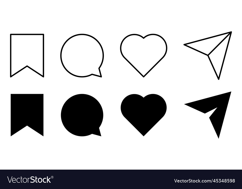 Like comment share save icons flat and line Vector Image