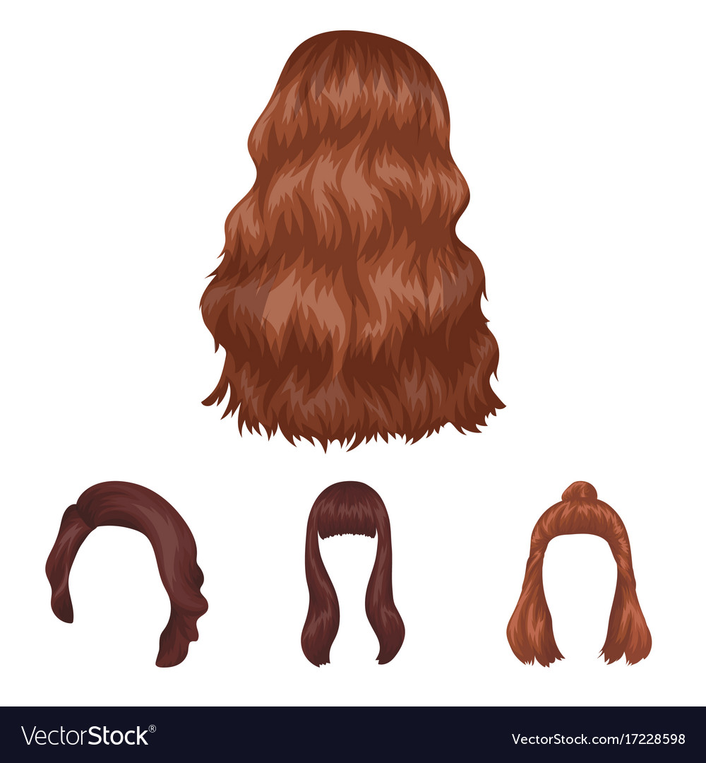 Long Red And Other Types Of Hairstyles Back Vector Image