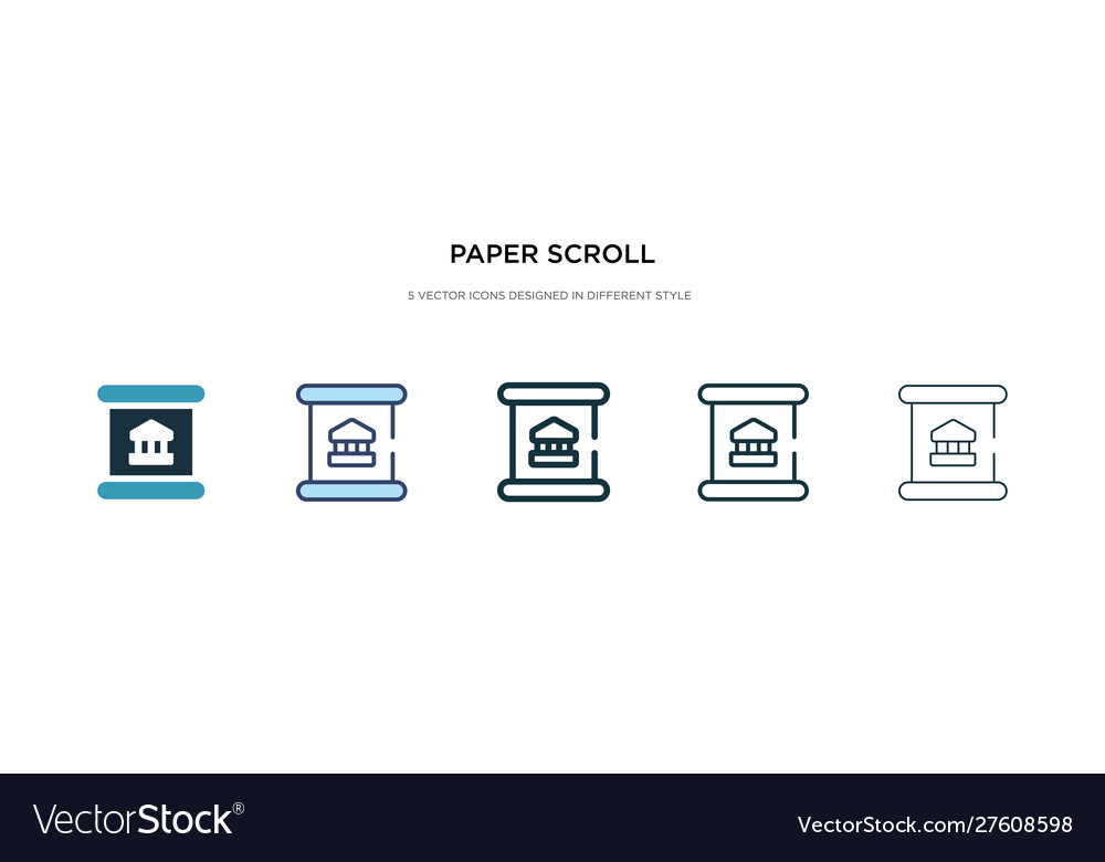 Paper scroll icon in different style two colored vector image Paper scroll icon in different style two colored