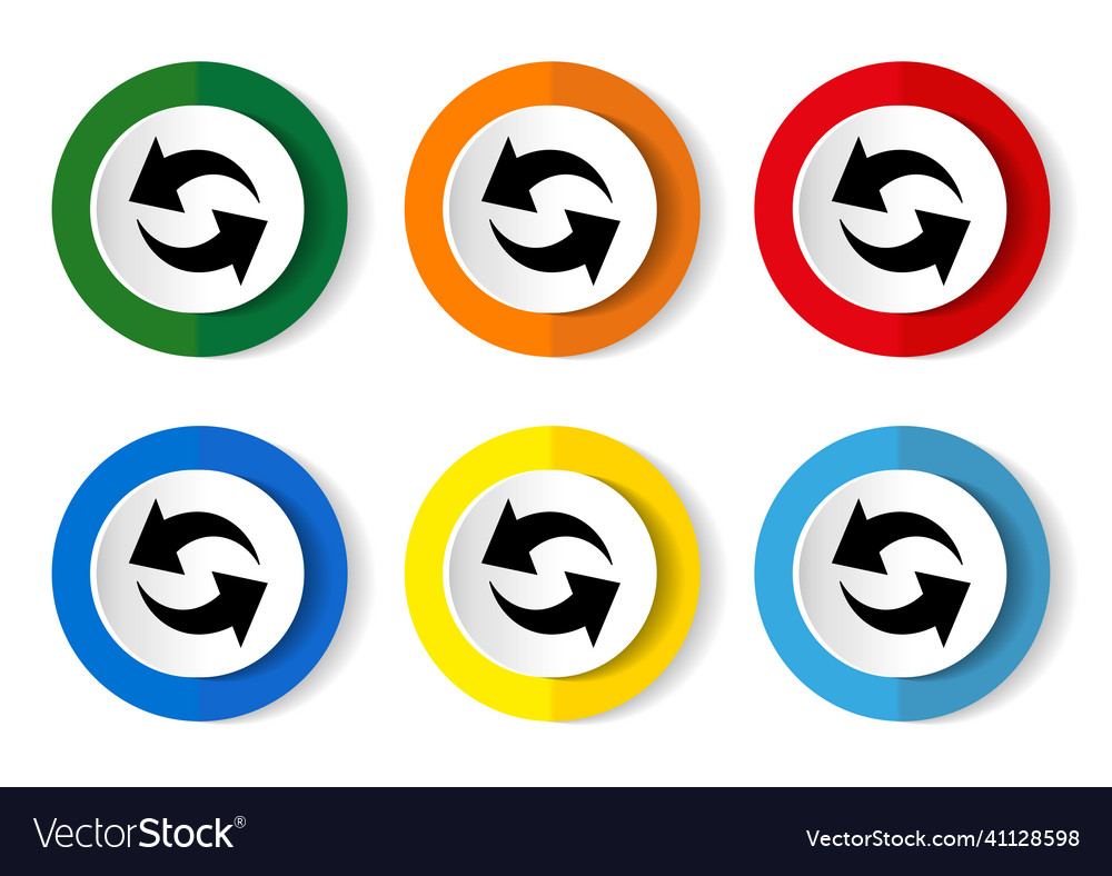 Reload icon set flat design in 6