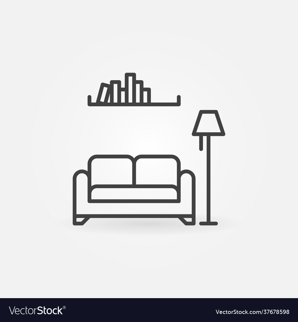 Sofa with lamp and booksshelf linear