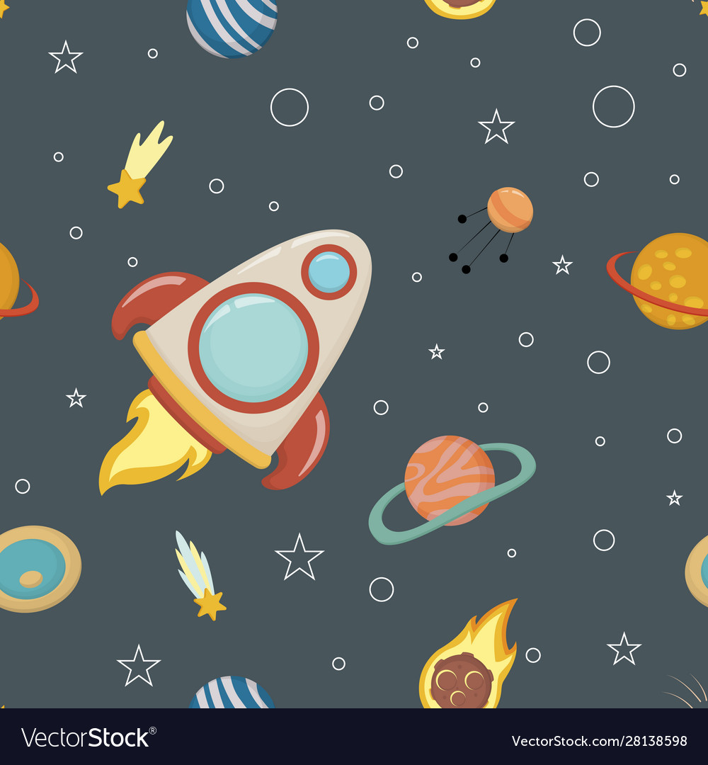 Space - seamless background in a childish vector image Space - seamless background in a childish