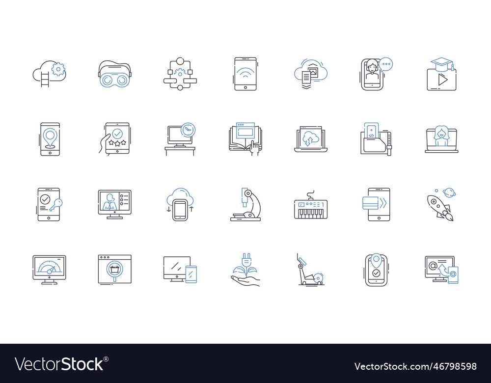 Technology progress line icons collection Vector Image