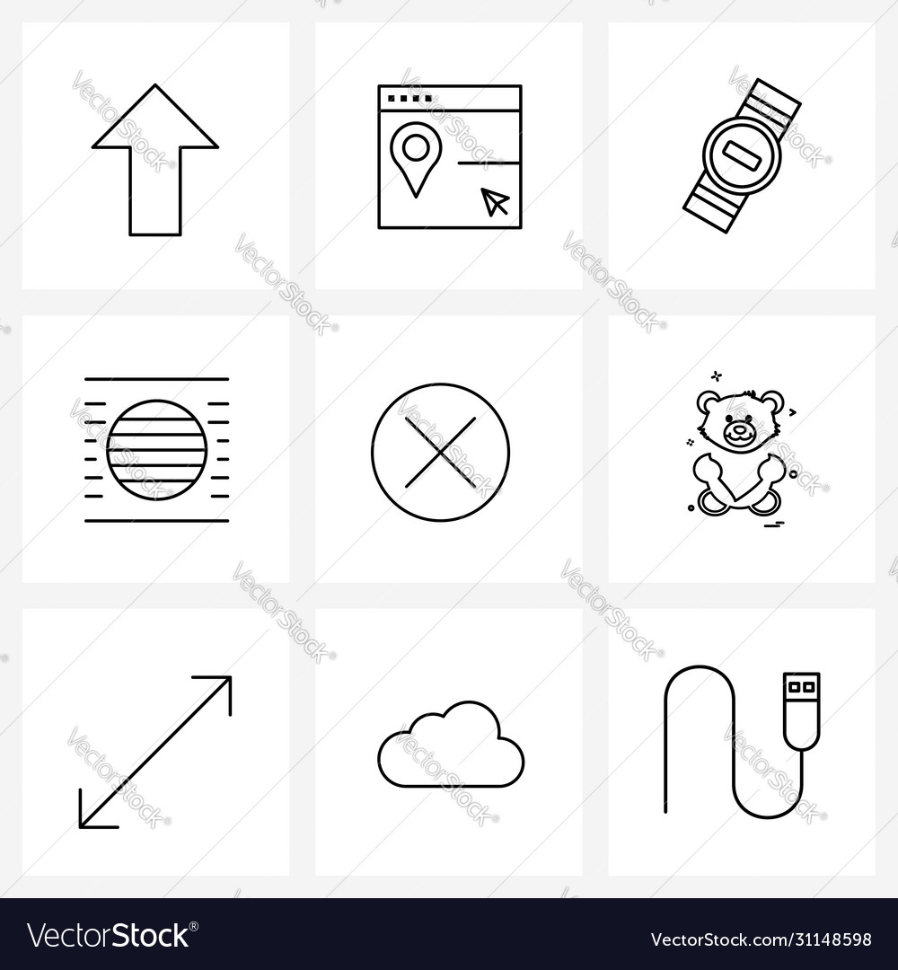 Ui set 9 basic line icons delete circle