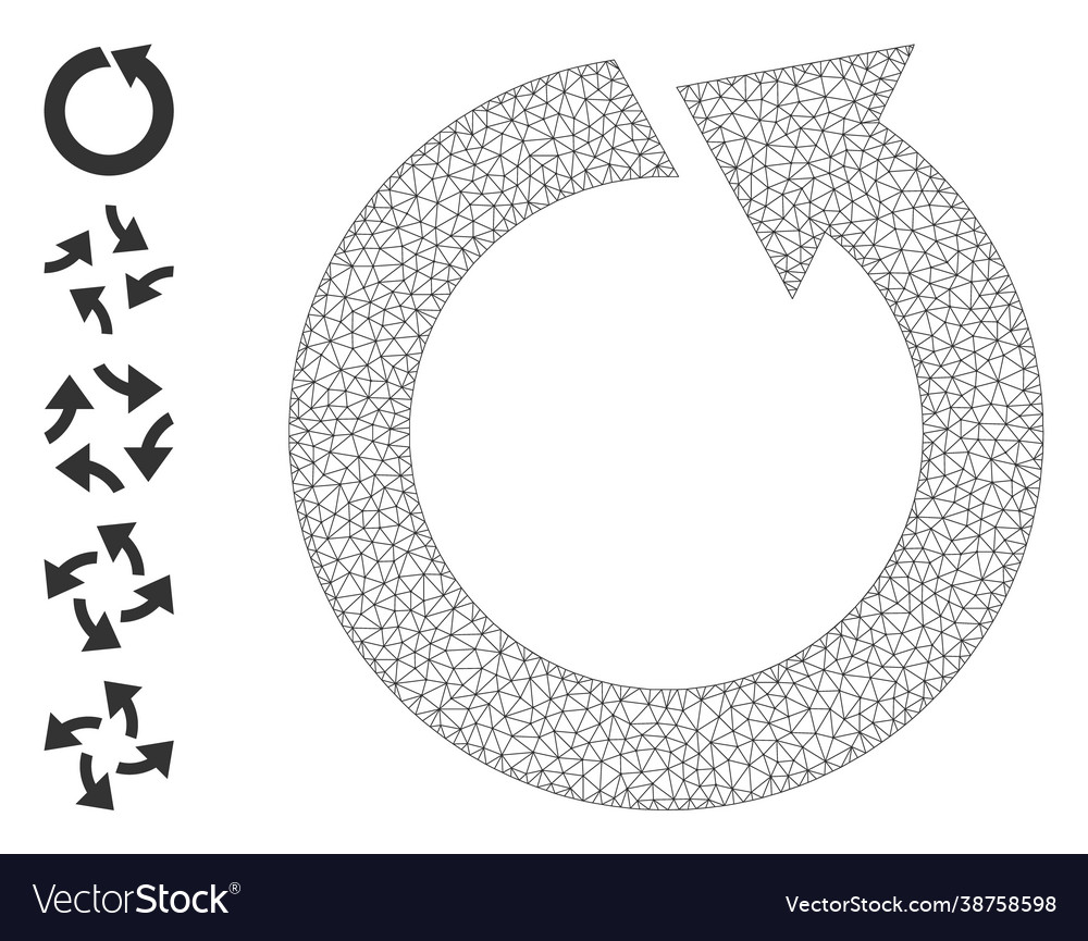 Web mesh rotate ccw icon with simple pictograms vector image Web mesh rotate ccw icon with simple pictograms