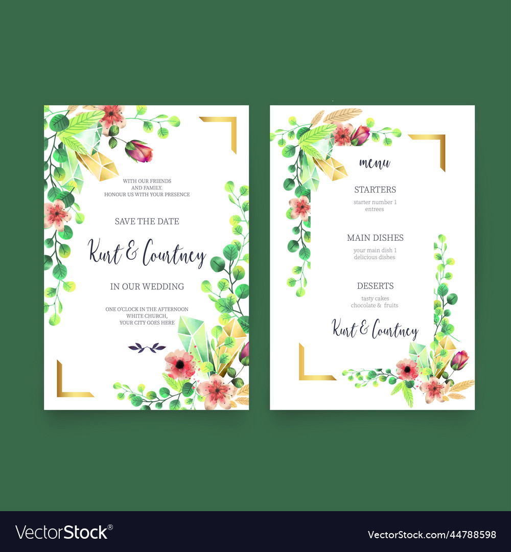 Wedding invitation menu template design